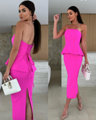 Completo Elegant Corset and Skirt fucsia